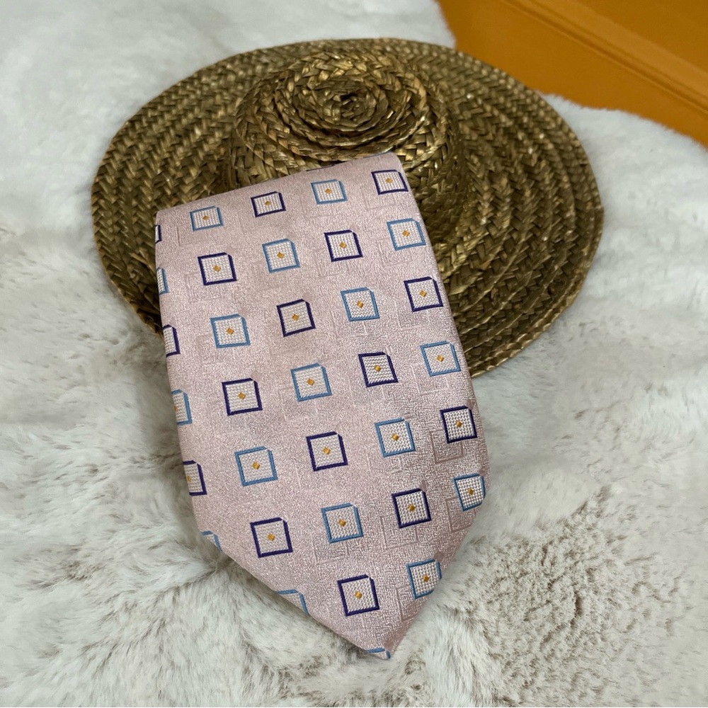 Jos. A. Bank‎ Pink Tie with Blue and Purple Squares